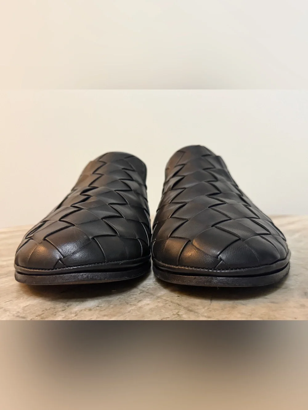 Bottega Veneta Sunday Slipper Black Nero Intrecciato Leather 45/12 Woven